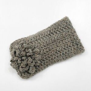 Brown/gray floral knit ear warmer headband